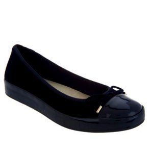 Isaac Mizrahi Live! Velvet & Patent Leather Slip-On Flats Navy 8.5M